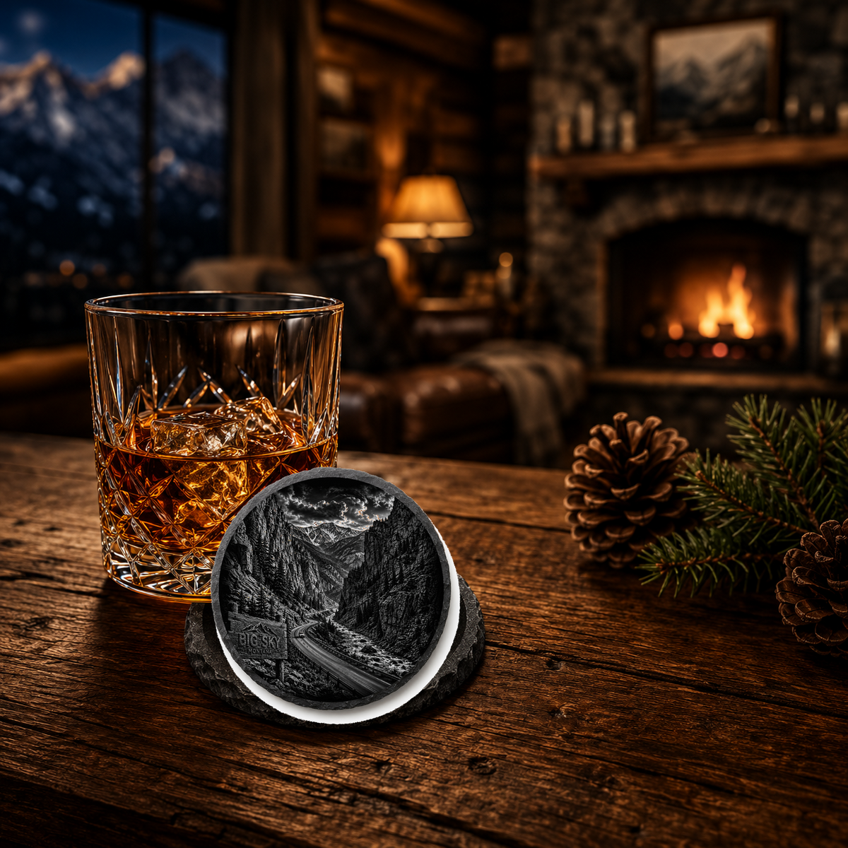 Gallatin Canyon Slate Coaster β lifestyle