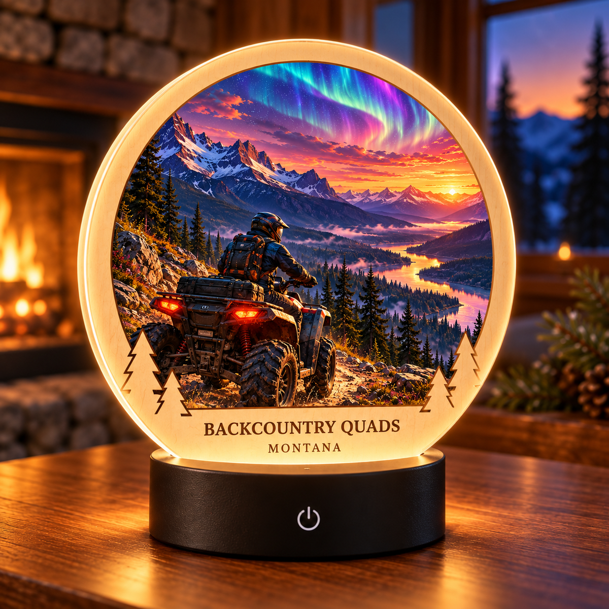 Backcountry Quads Montana Fusion Tabletop LED Lamp — generated lifestyle mockup