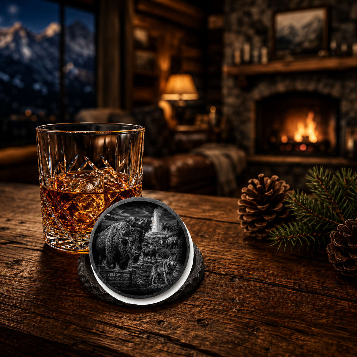 Yellowstone National Park Collection Slate Coaster β lifestyle