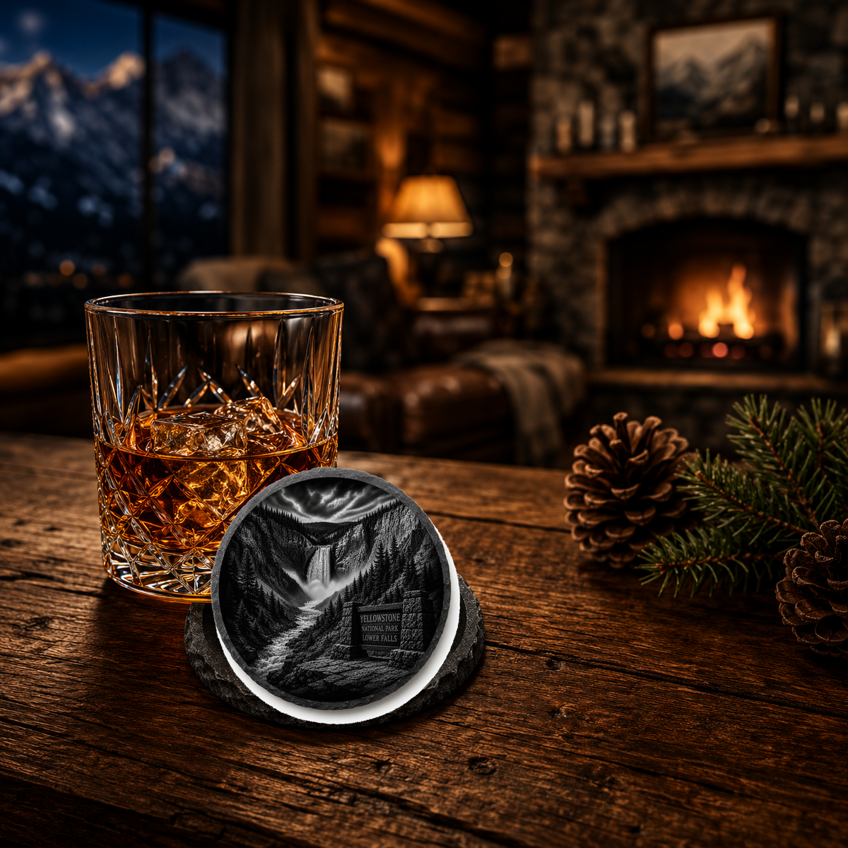 Lower Falls Slate Coaster β lifestyle