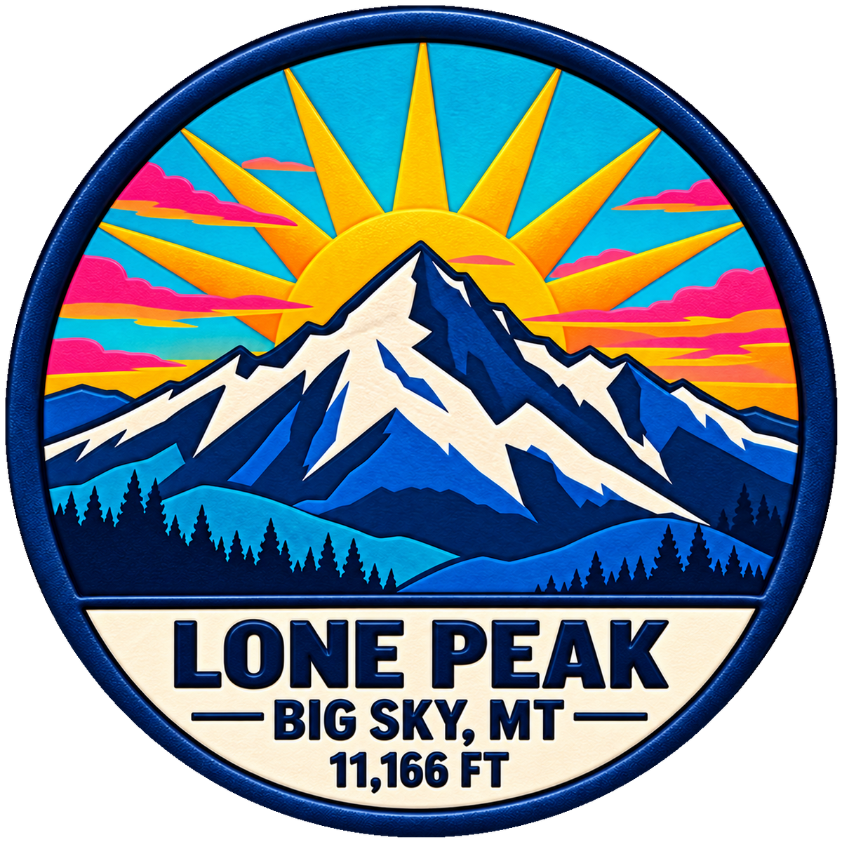 Lone Peak — Big Sky, MT — 11,166 FT raised UV-print collectible patch