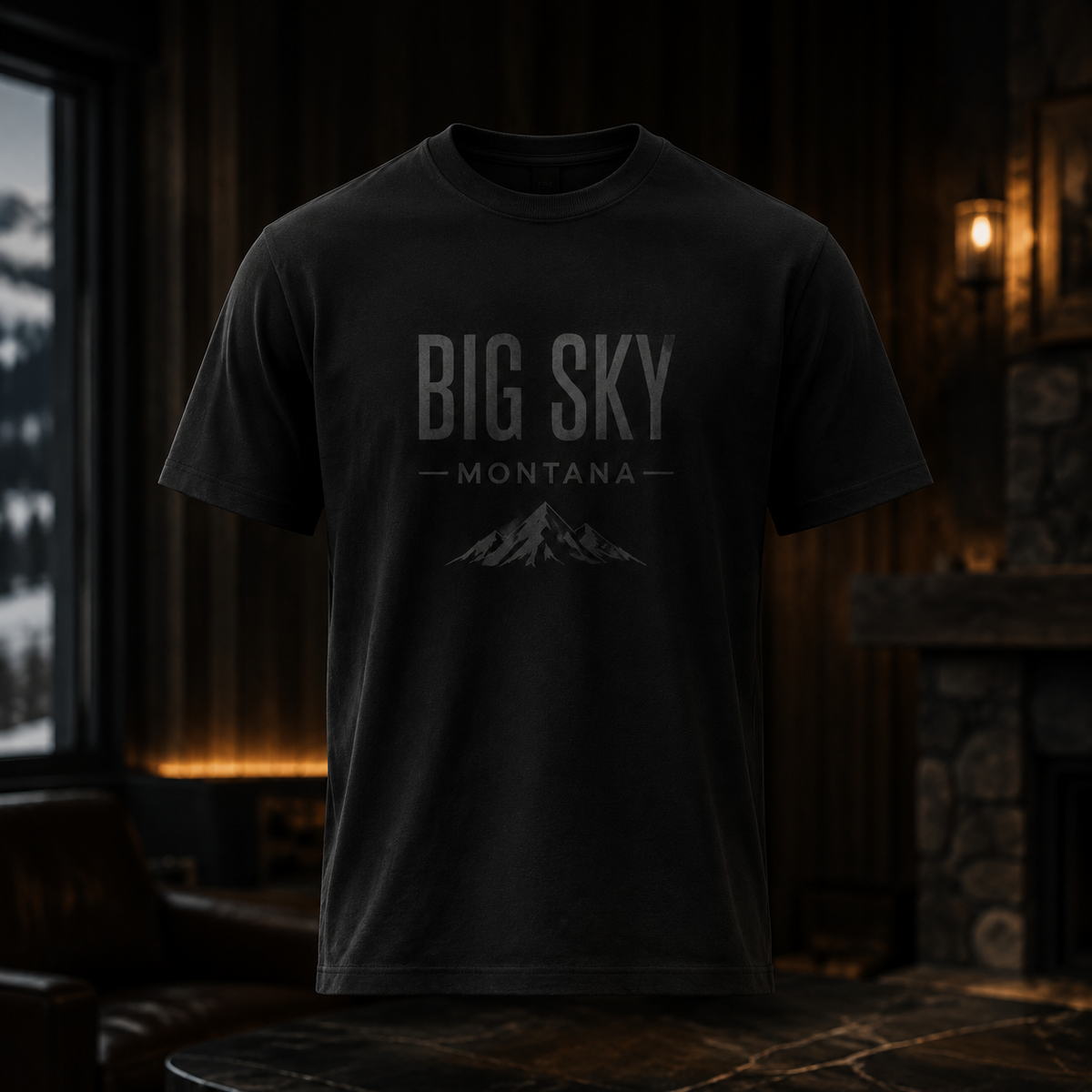 Big Sky Shadow Black T-Shirt with tonal Lone Peak mark