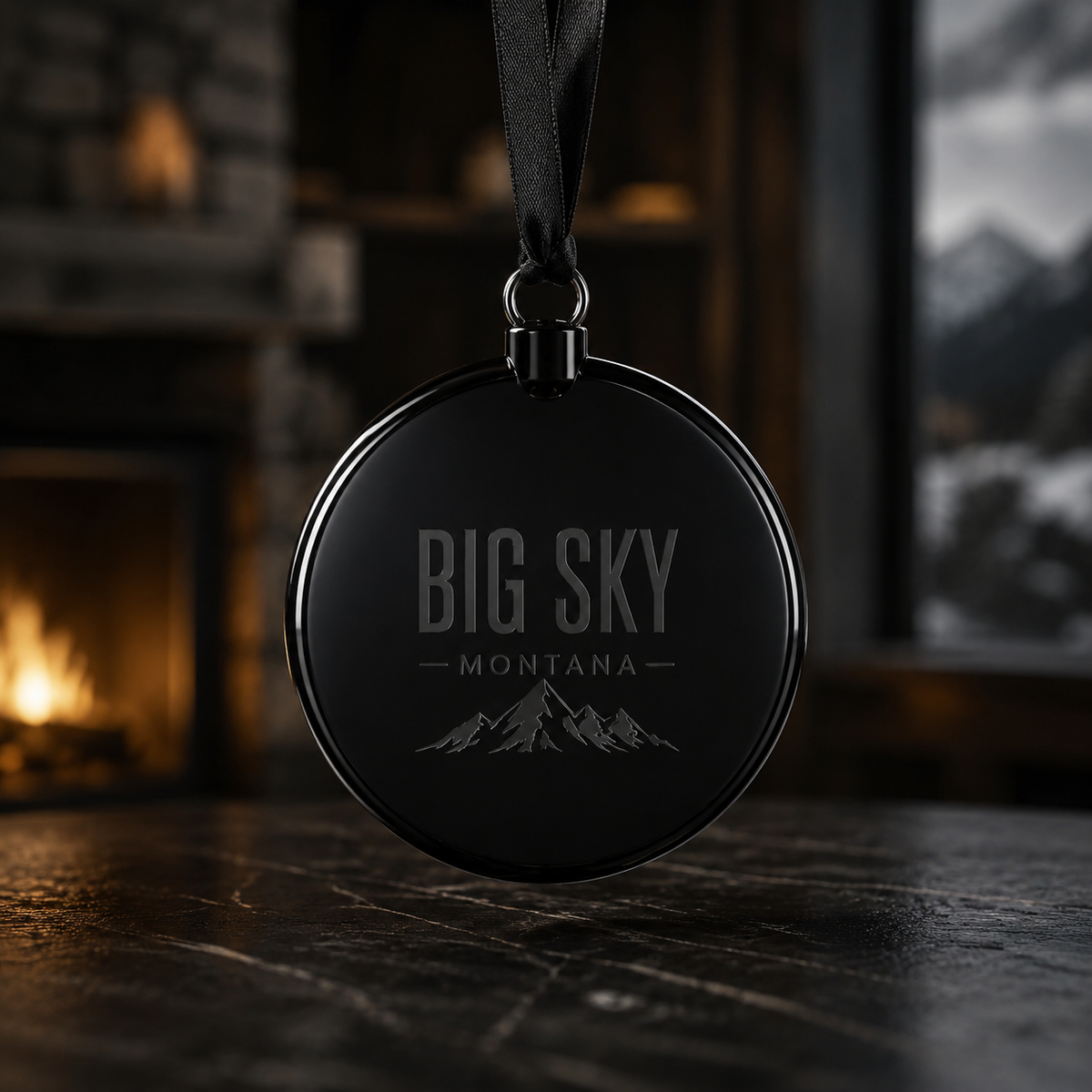 Big Sky Shadow Christmas Ornament with tonal Lone Peak mark