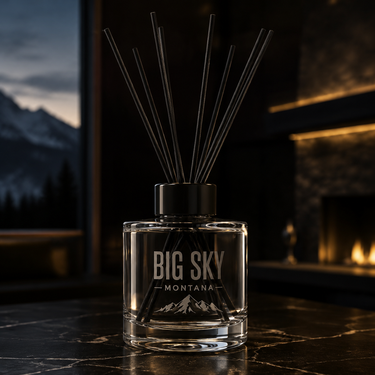 Big Sky Shadow Glass Diffuser with tonal Lone Peak engraving