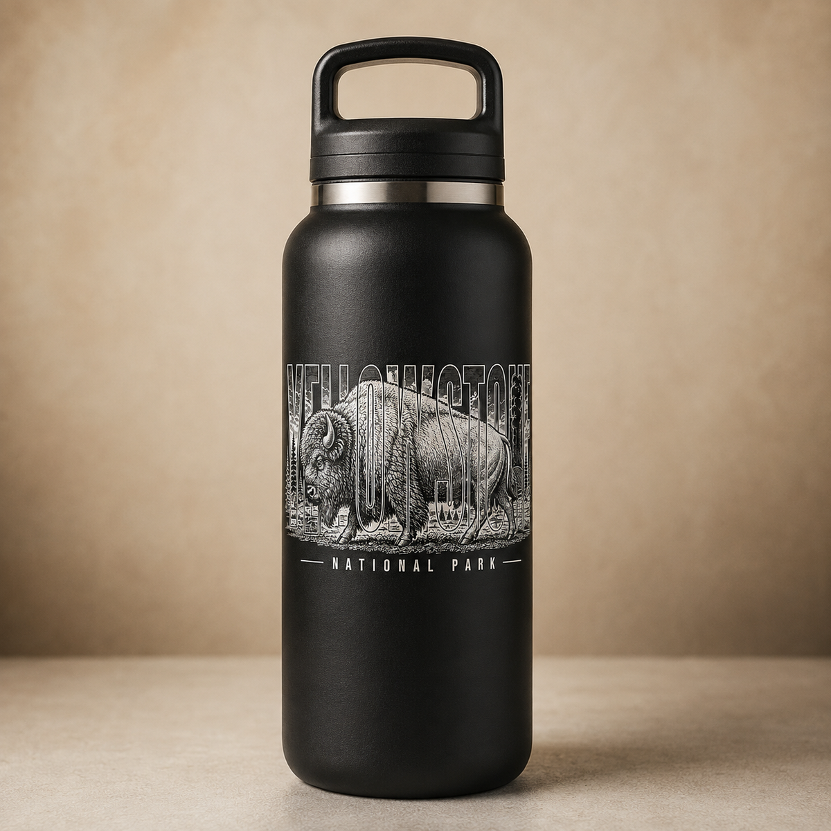 Yellowstone National Park Bison 22 oz Water Bottle product image