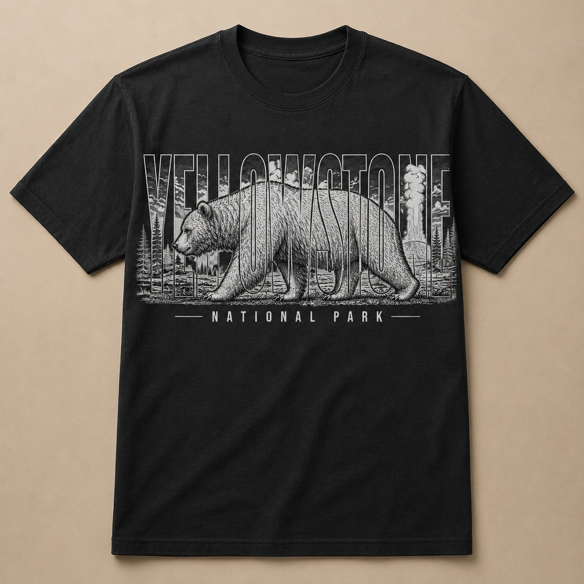 Yellowstone National Park Grizzly Black T-Shirt product image