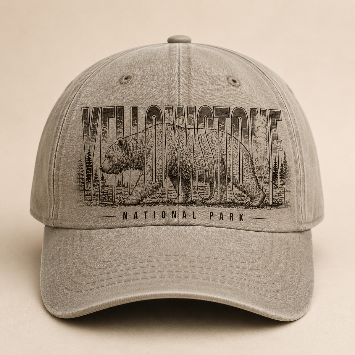 Yellowstone National Park Grizzly Stone Structured Cap product image