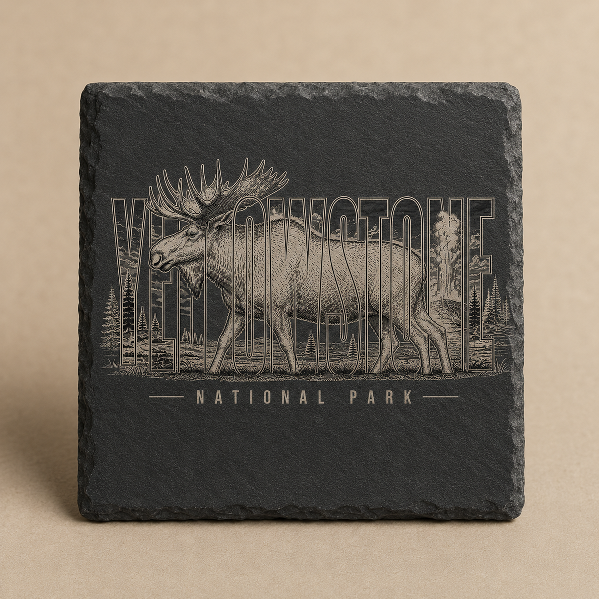 Yellowstone National Park Moose Square Slate Coaster product image