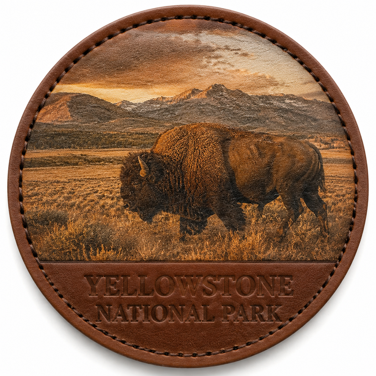 Yellowstone National Park Bison — Photo Leather collectible patch hero image