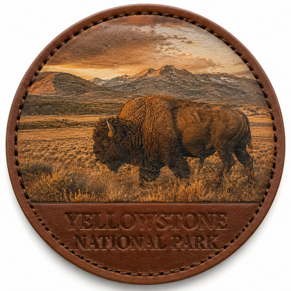 Yellowstone National Park Bison — Photo Leather collectible patch hero image
