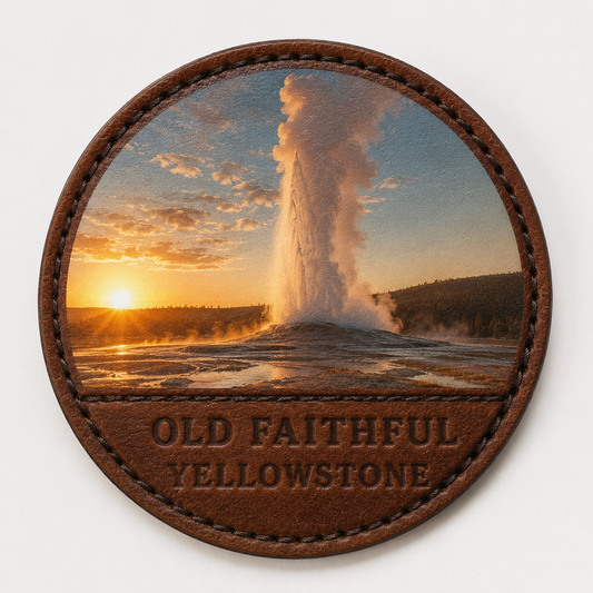 Old Faithful — Yellowstone — Photo Leather collectible patch hero image