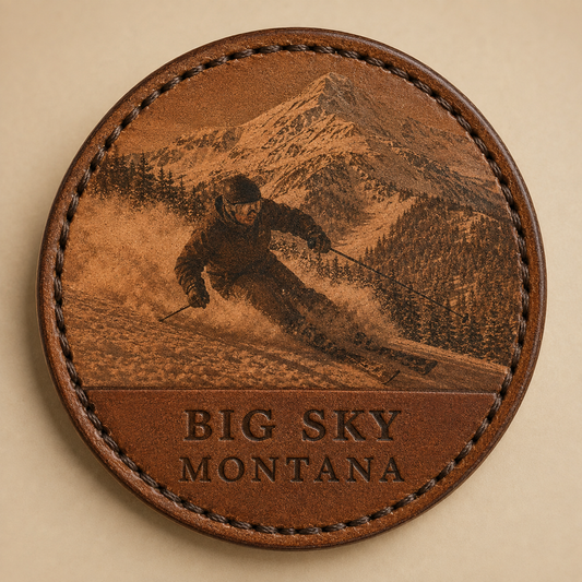 Big Sky — Female Skier — Photo Leather collectible patch hero image