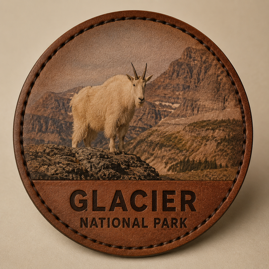 Glacier National Park Mountain Goat — Photo Leather collectible patch hero image
