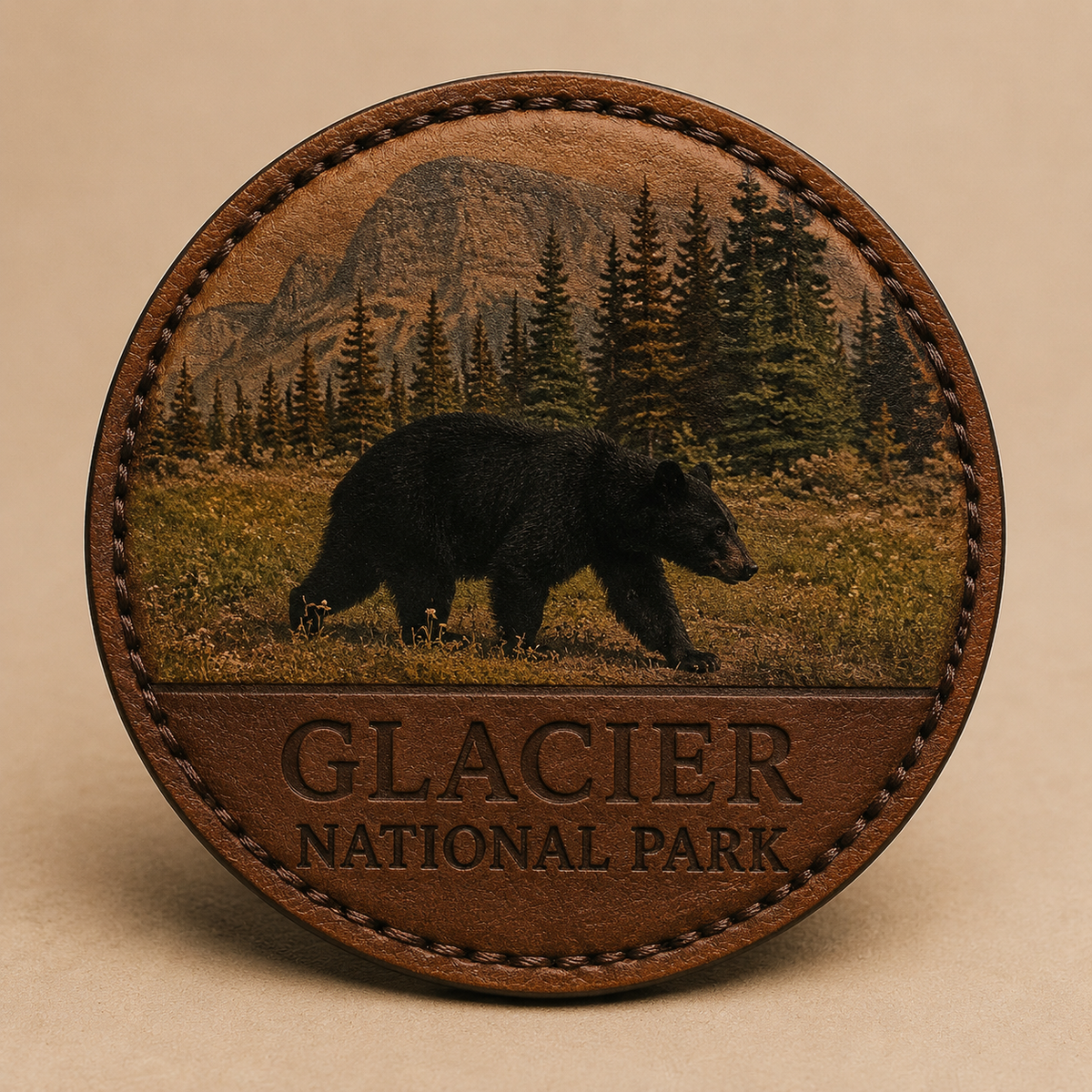Glacier National Park Black Bear — Photo Leather collectible patch hero image