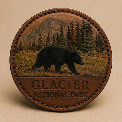 Glacier National Park Black Bear — Photo Leather collectible patch hero image