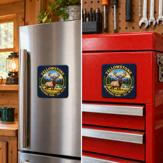 Yellowstone — Elk Magnet square magnet on refrigerator and toolbox