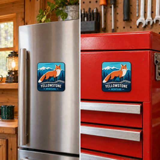 Yellowstone — Fox Magnet square magnet on refrigerator and toolbox