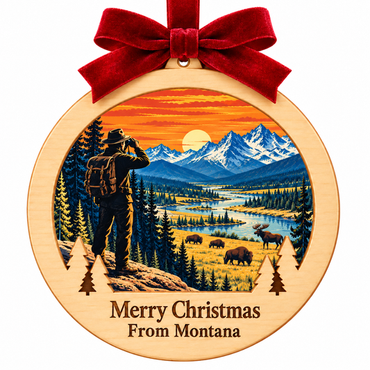 Wildlife Safari Montana Retro ornament in approved frame