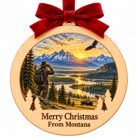 Wildlife Safari Montana Signature ornament in approved frame