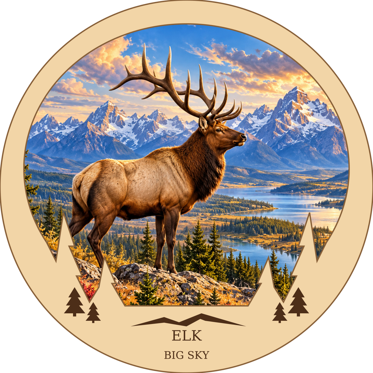 SL-BS-09-WC | Elk framed design preview; hardware not shown