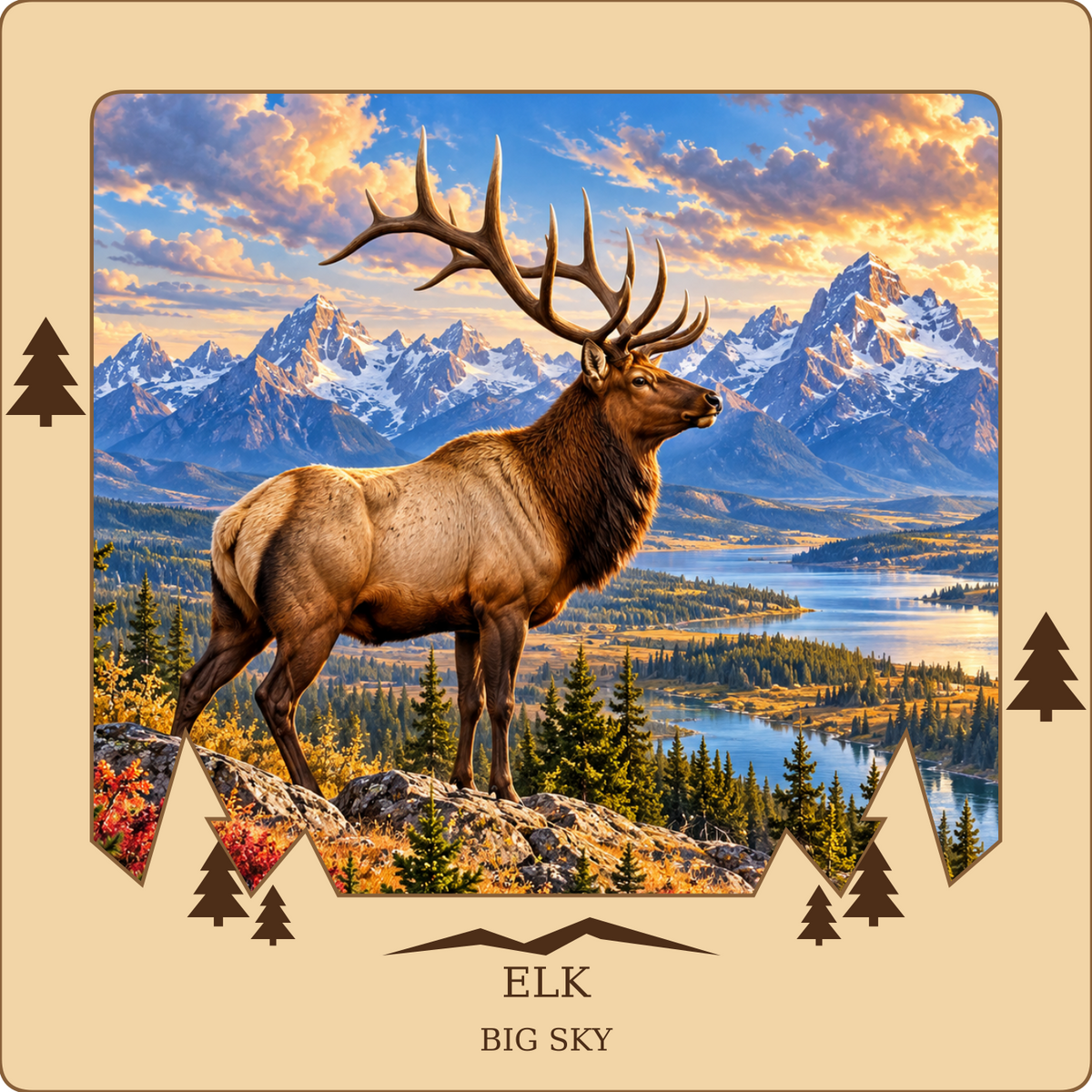 SL-BS-09-NL | Elk framed design preview; hardware not shown