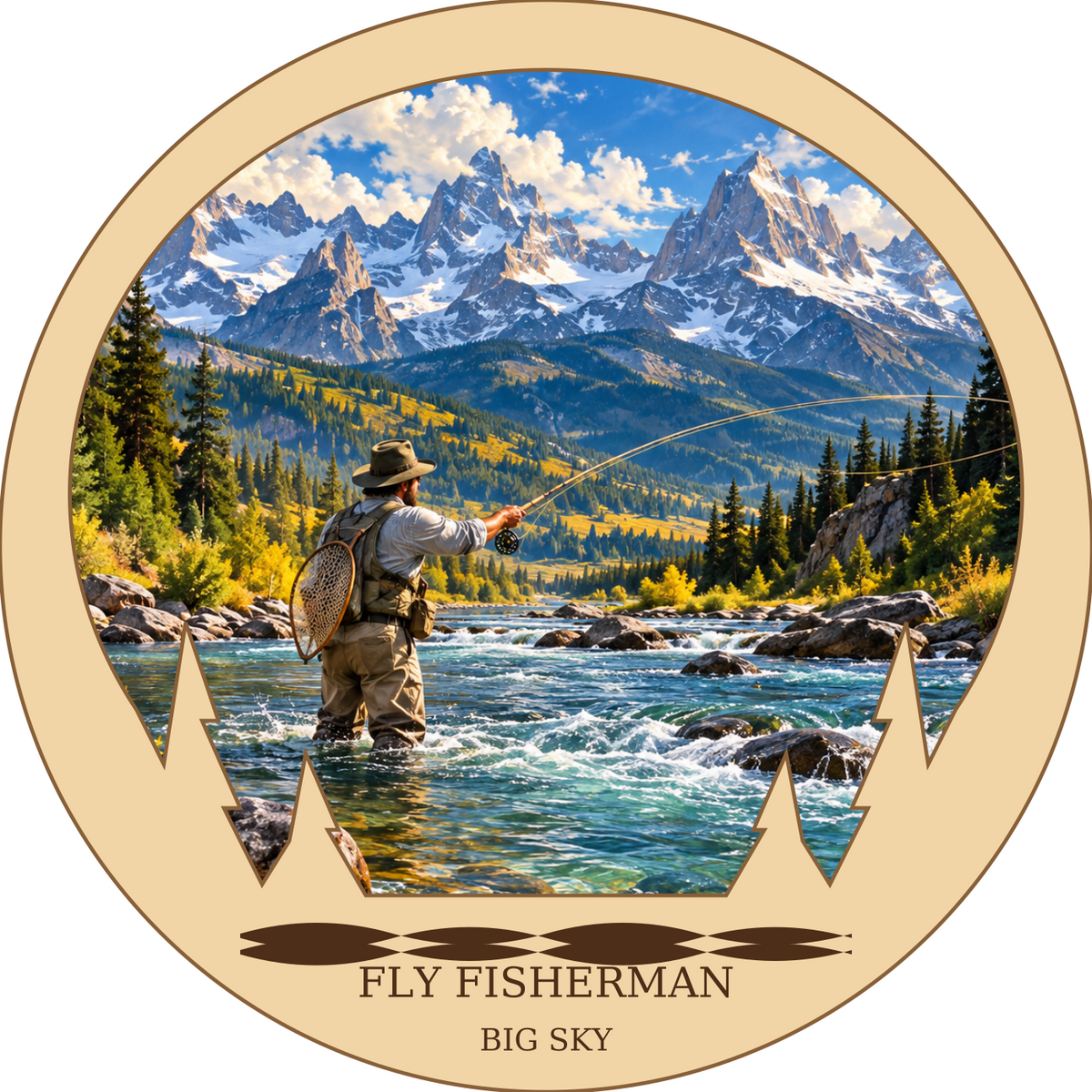 SL-BS-15-CO | Fly Fisherman framed design preview; hardware not shown