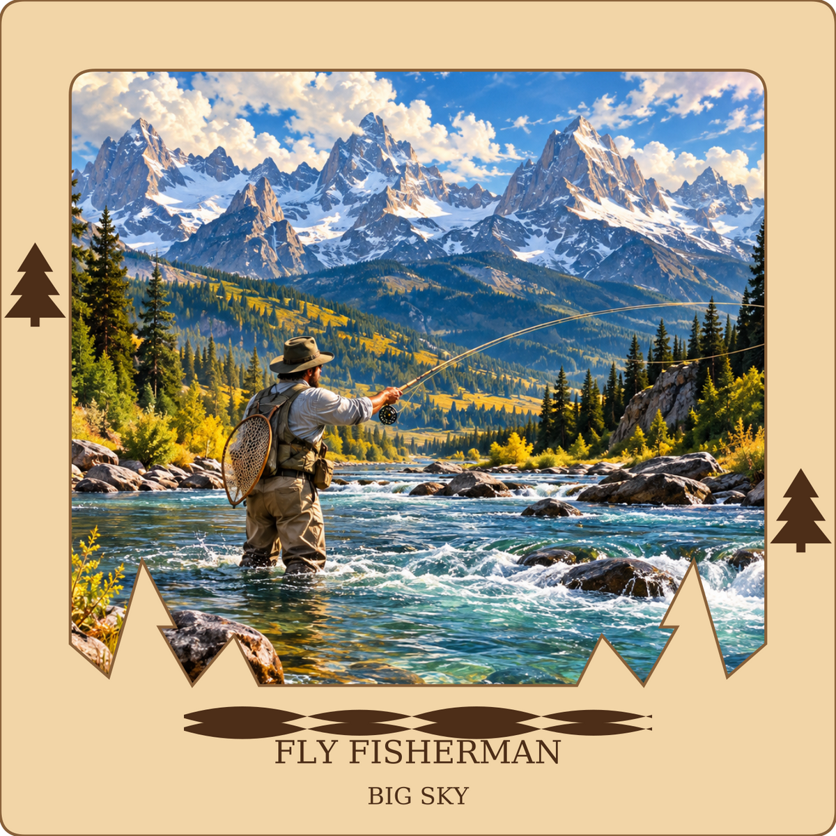 SL-BS-15-NL | Fly Fisherman framed design preview; hardware not shown