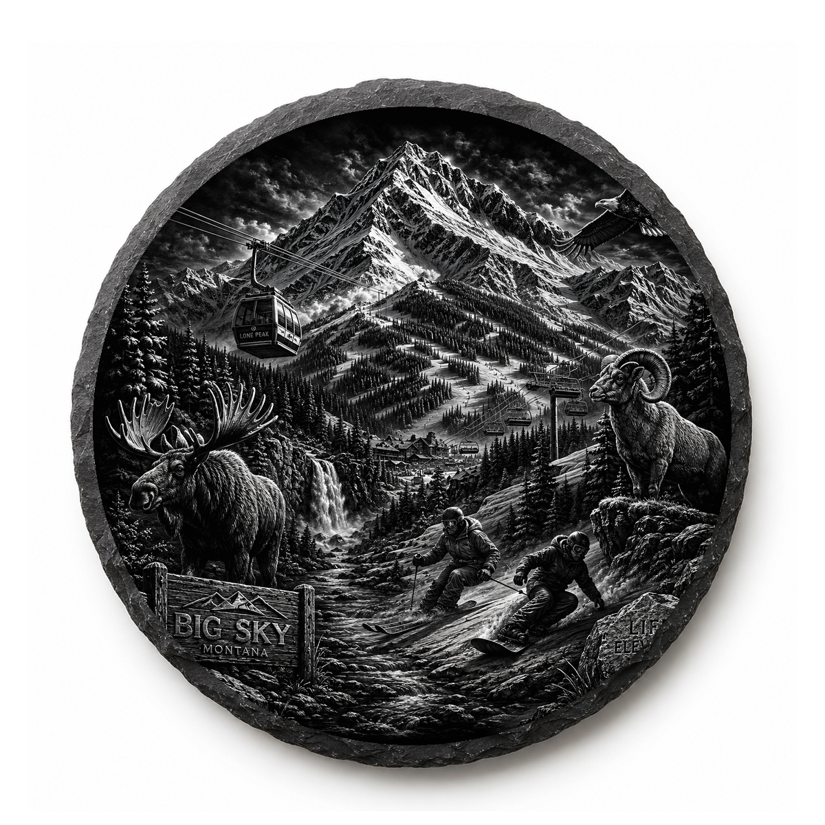 Big Sky Montana Collection Slate Coaster — full-face engraved slate coaster
