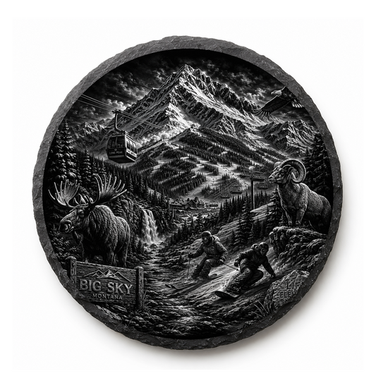 Big Sky Montana Collection Slate Coaster — full-face engraved slate coaster