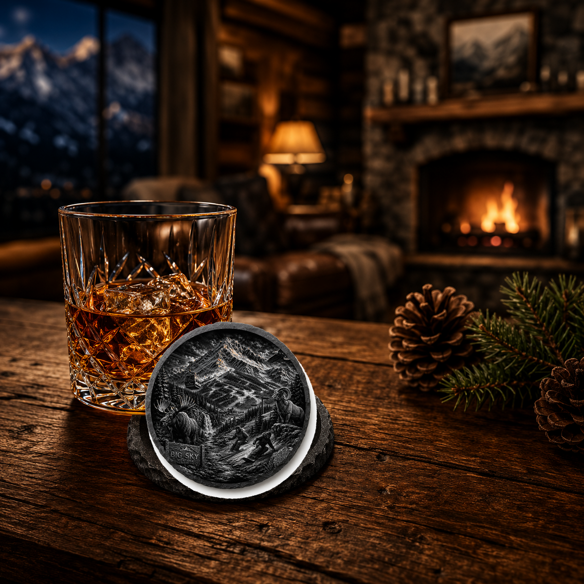 Big Sky Montana Collection Slate Coaster — lifestyle
