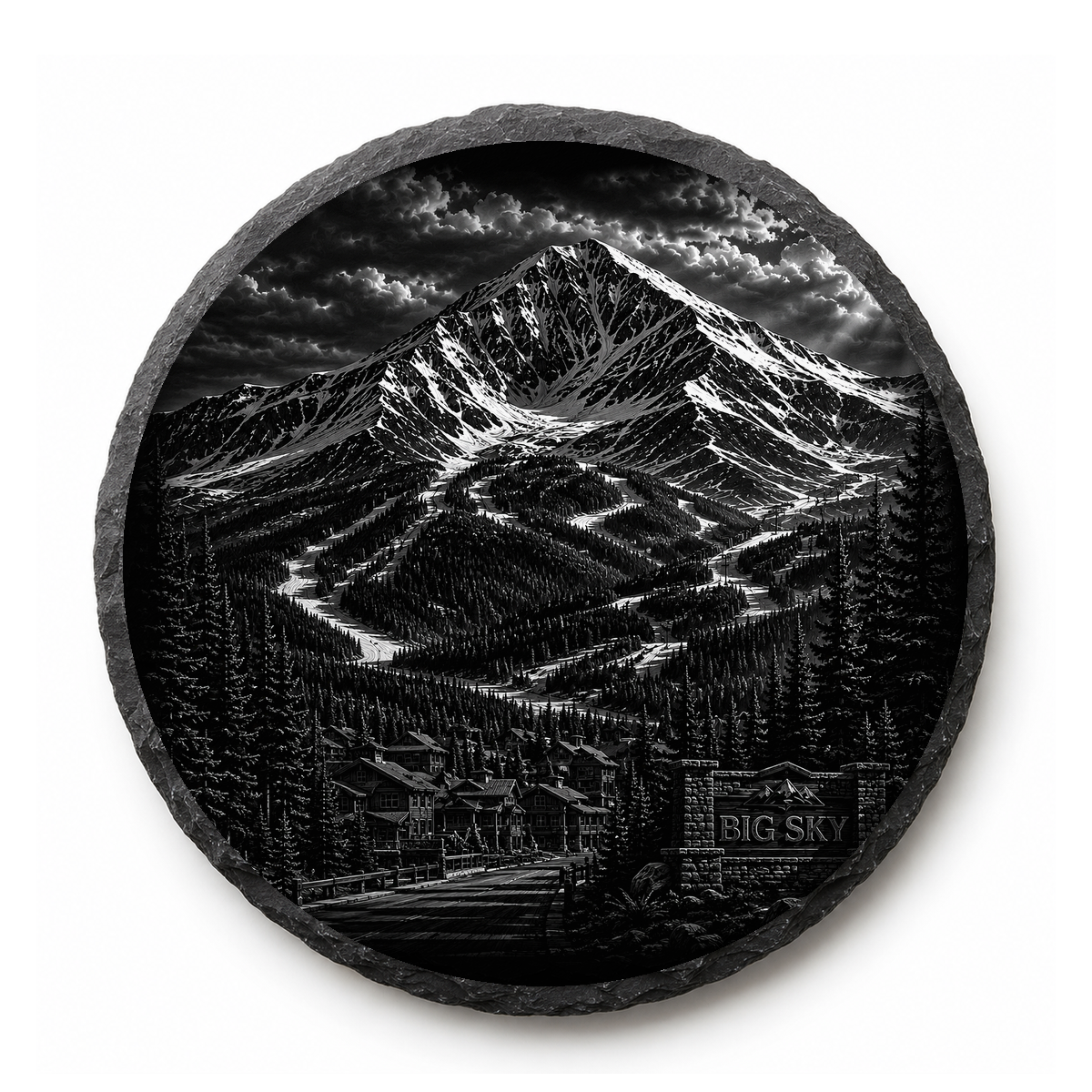 Lone Peak From Base Slate Coaster — full-face engraved slate coaster