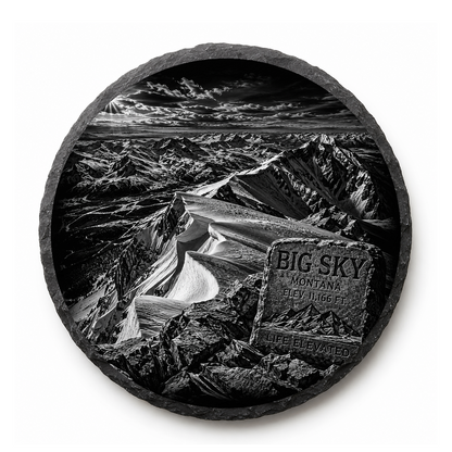 Lone Peak Summit View Slate Coaster — full-face engraved slate coaster
