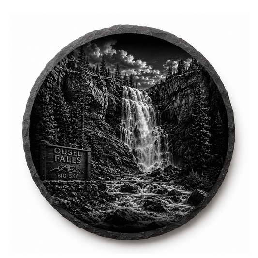 Ousel Falls Slate Coaster — full-face engraved slate coaster