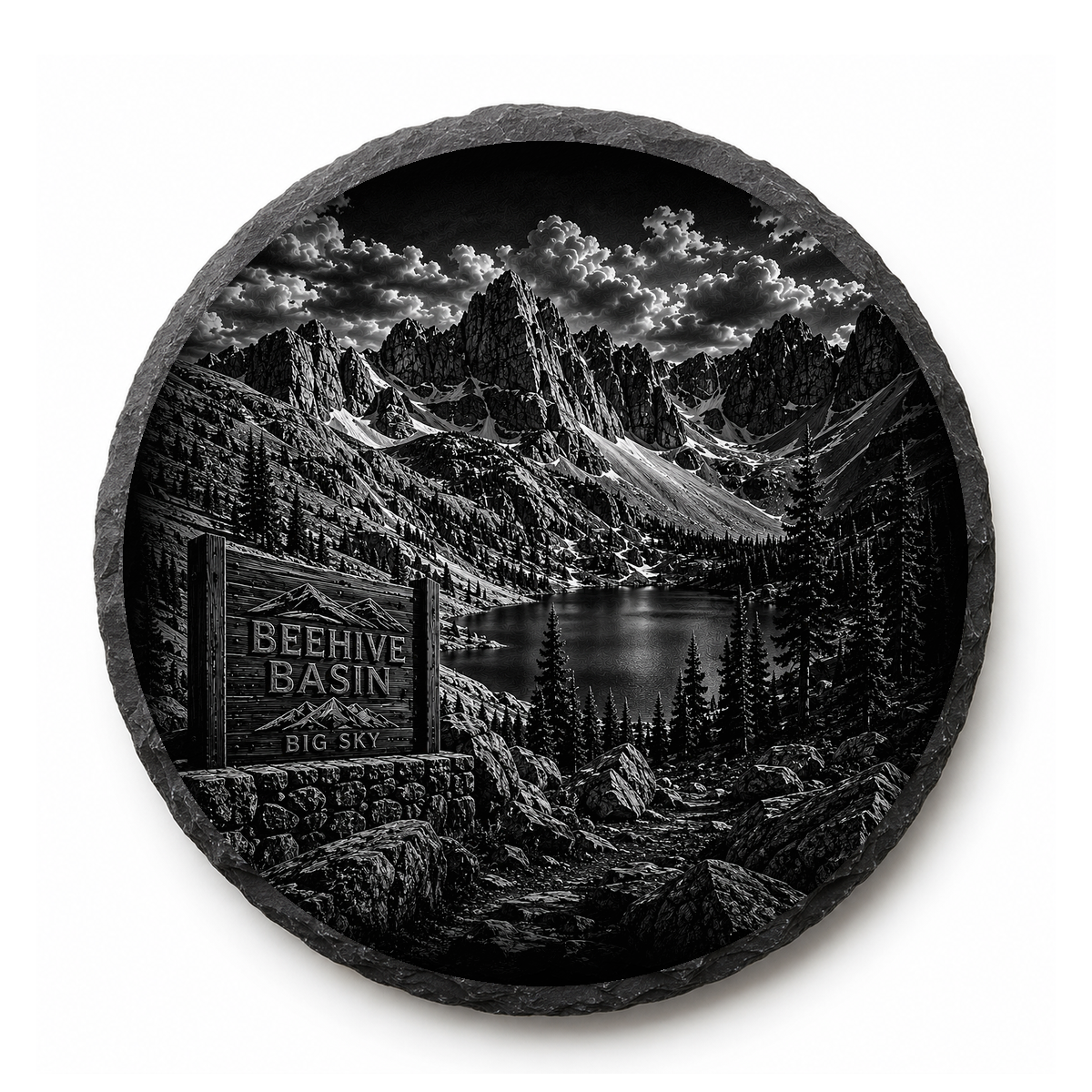 Beehive Basin Slate Coaster — full-face engraved slate coaster