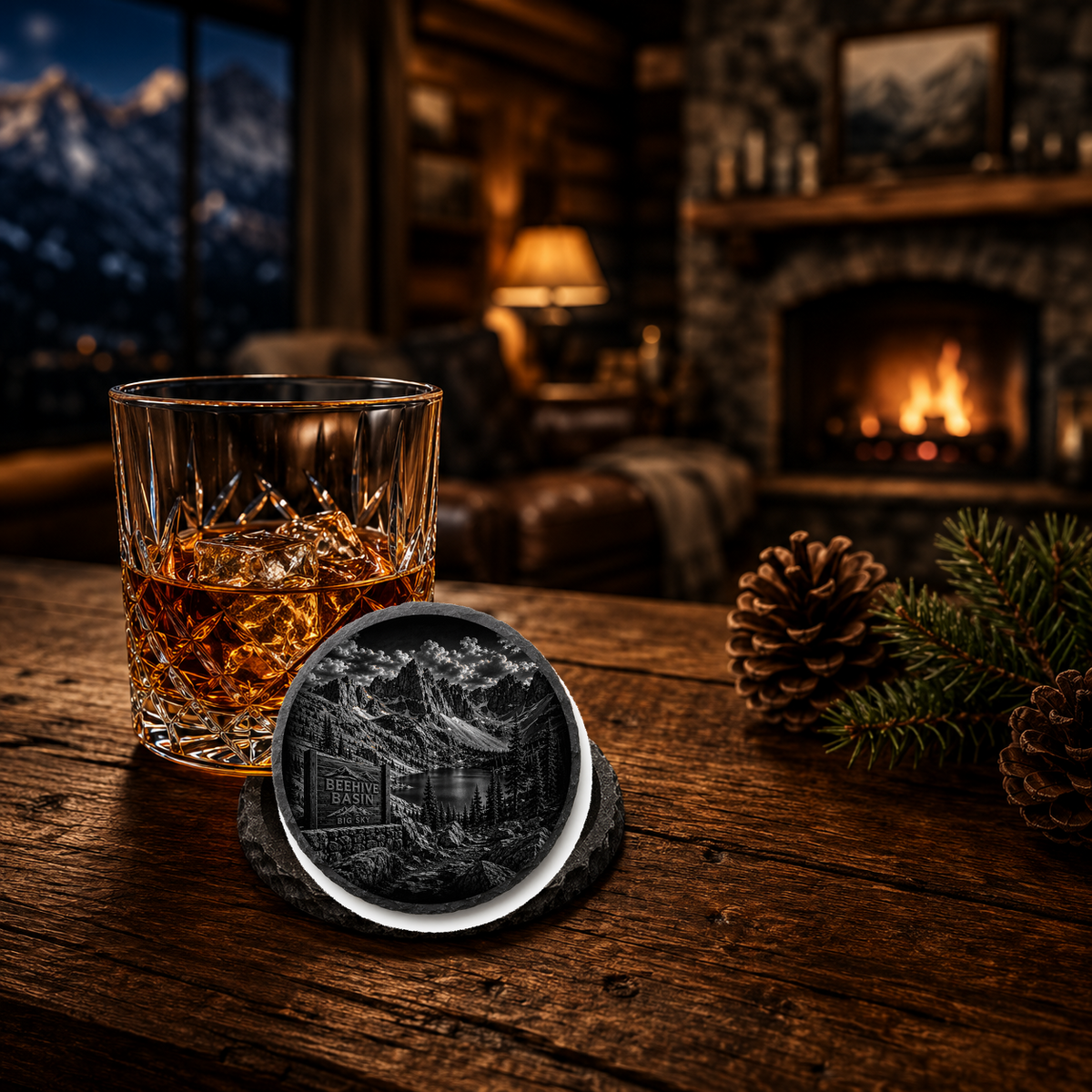 Beehive Basin Slate Coaster — lifestyle