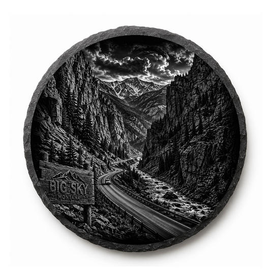 Gallatin Canyon Slate Coaster — full-face engraved slate coaster
