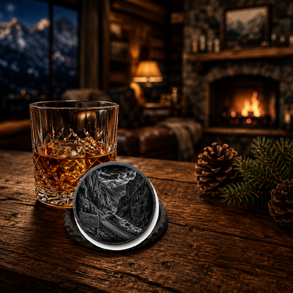 Gallatin Canyon Slate Coaster — lifestyle