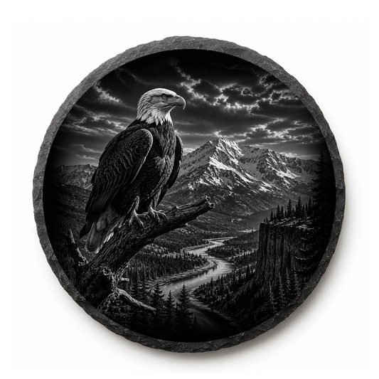 Bald Eagle Slate Coaster — full-face engraved slate coaster