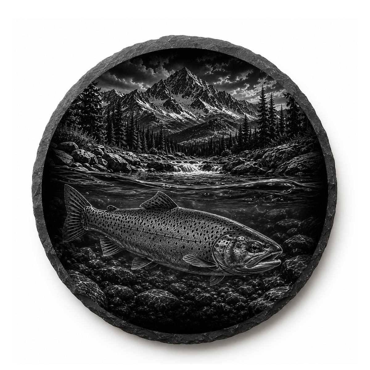 Cutthroat Trout Slate Coaster — full-face engraved slate coaster