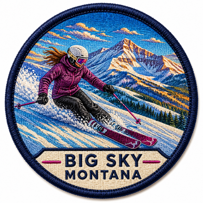 Big Sky Female Skier embroidered patch