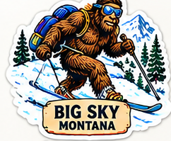 Sticker design 1: Squatch Skiing