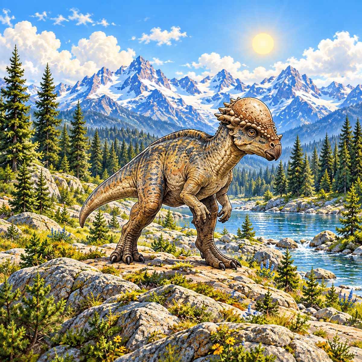 SL-DINO-06-WS | Pachycephalosaurus artwork reference; spinner hardware not shown