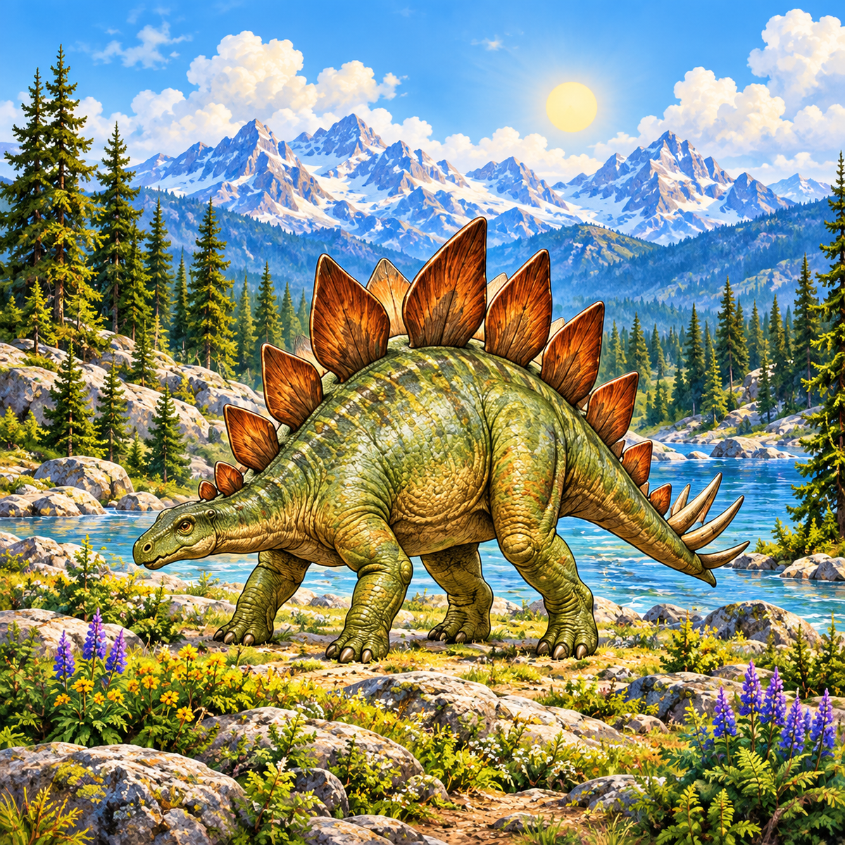 SL-DINO-08-WS | Stegosaurus artwork reference; spinner hardware not shown