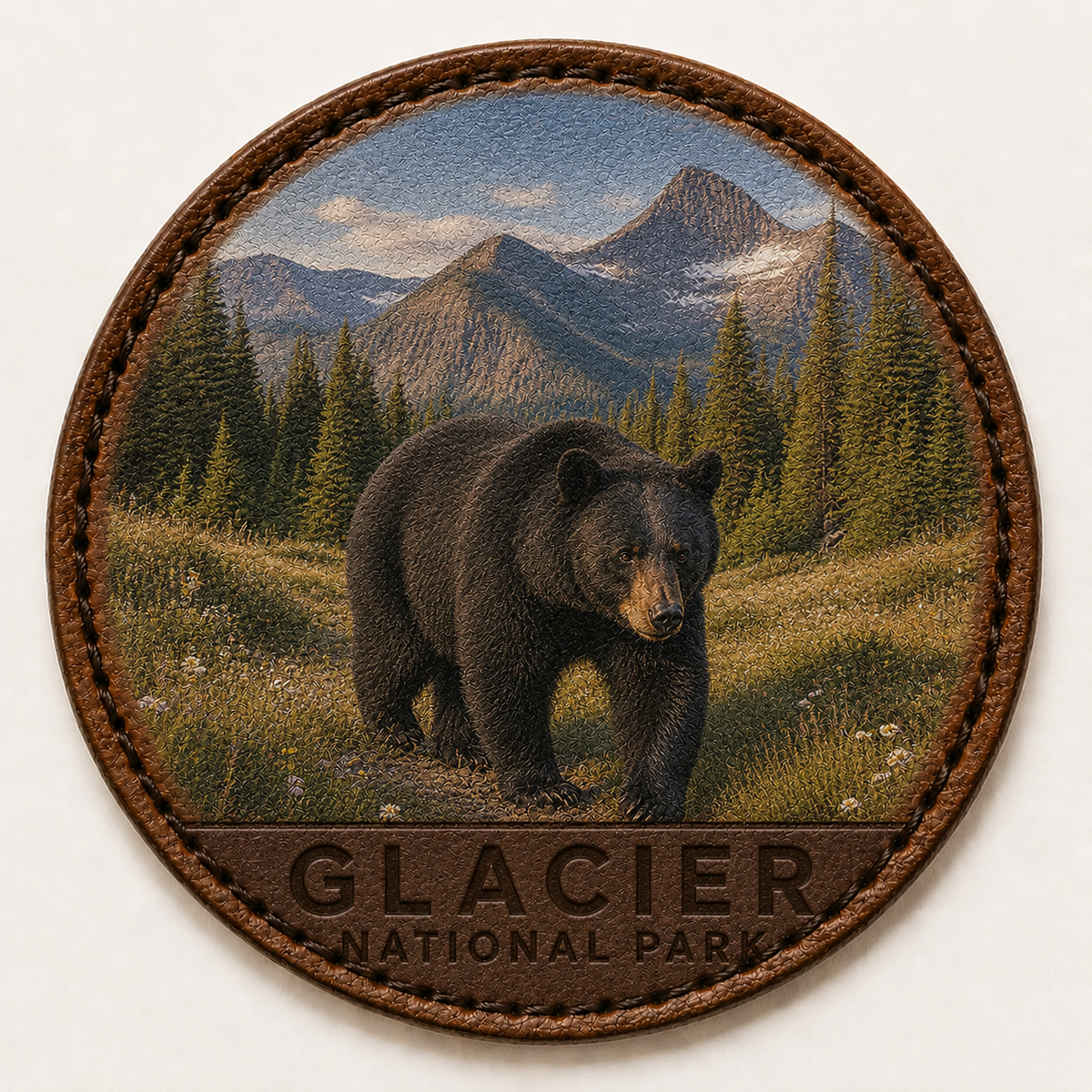 Glacier National Park Black Bear leather patch