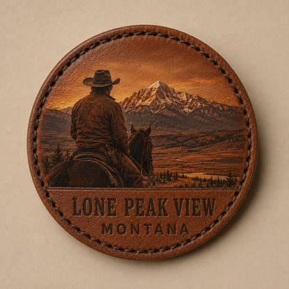 Lone Peak View Cowboy leather patch