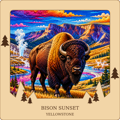 SL-NEW-BISON-NL | Bison Sunset framed design preview; hardware not shown