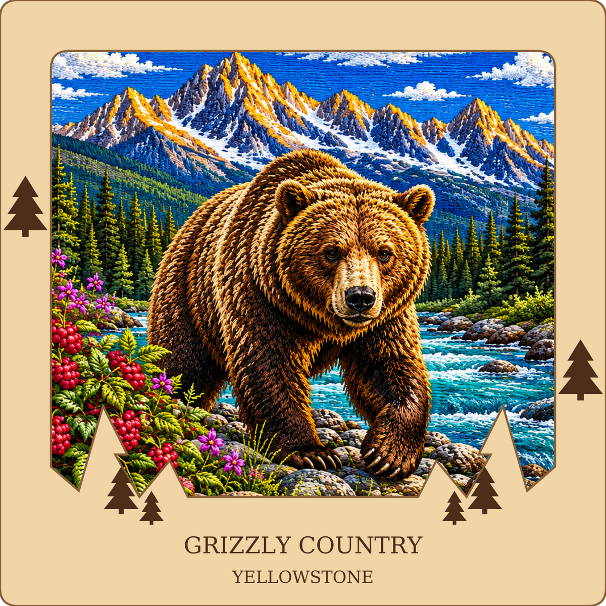 SL-NEW-GRIZZLY-NL | Grizzly Country framed design preview; hardware not shown