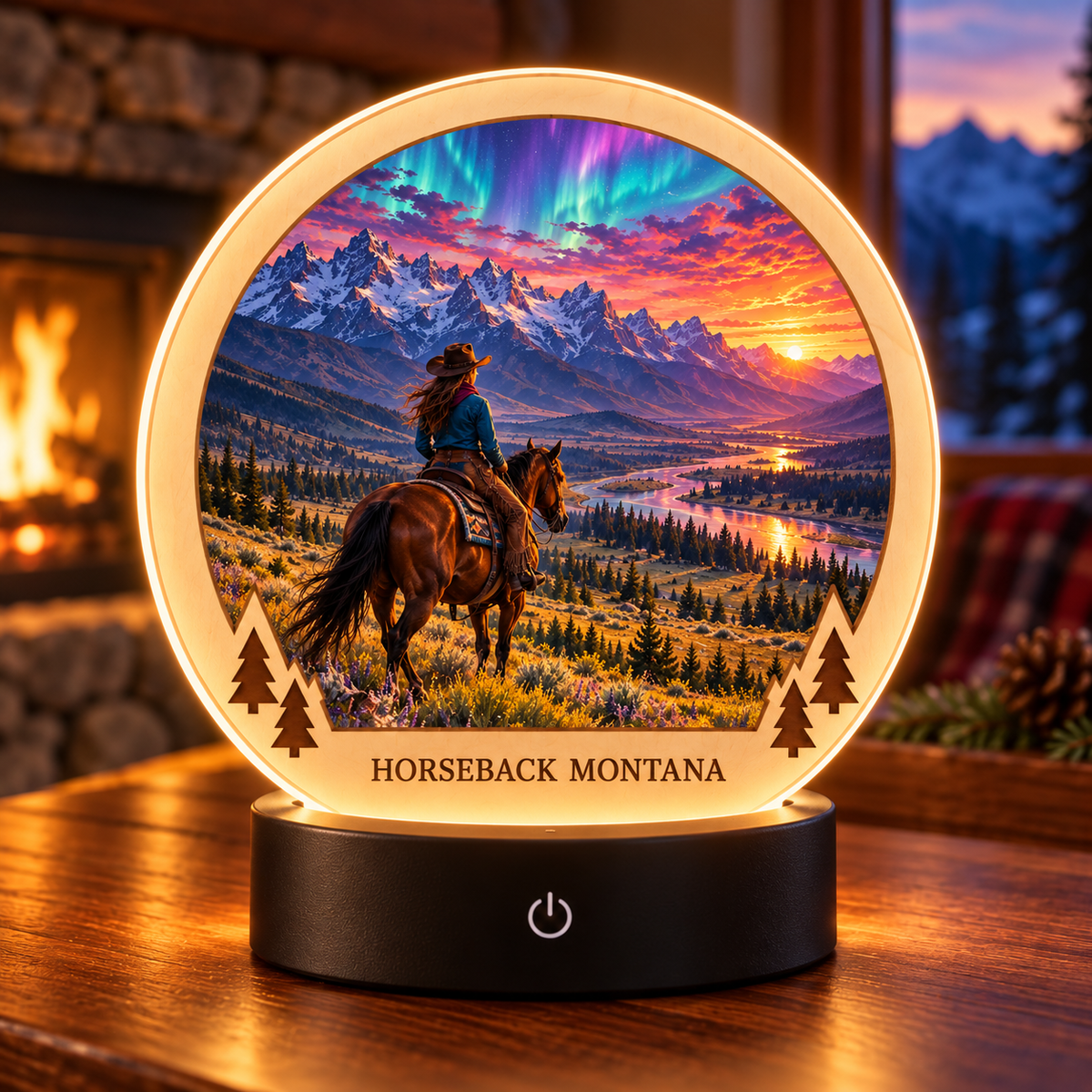 Horseback Montana — Fusion Tabletop LED Lamp — generated lifestyle mockup