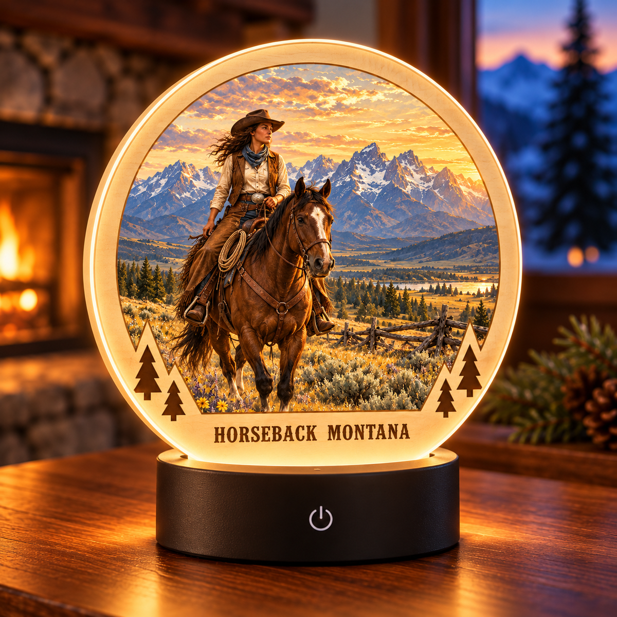 Horseback Montana Signature Tabletop LED Lamp — generated lifestyle mockup