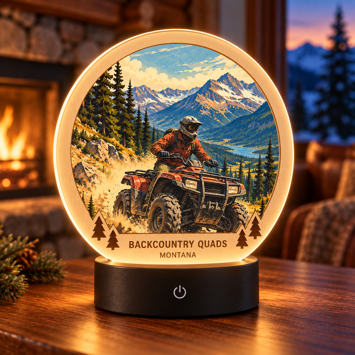 Backcountry Quads Montana Classic Tabletop LED Lamp — generated lifestyle mockup